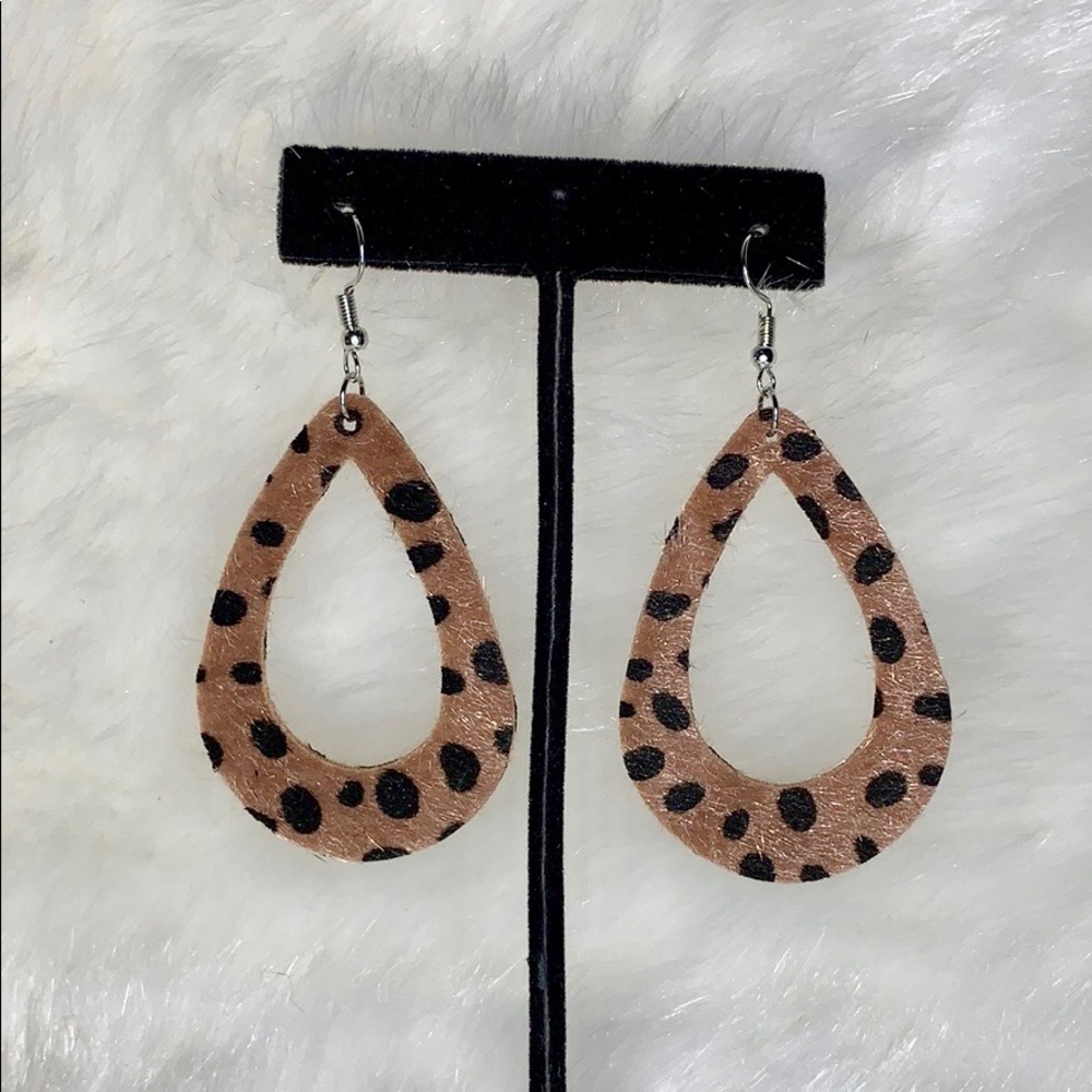Leather Leopard Earrings